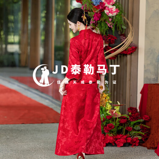 Taylor Martin Show Wo Wear Bridal New Chinese Cheongsam 2025 New Engagement Dress Women's Chinese Wedding Dress Toast Outfit D011 S