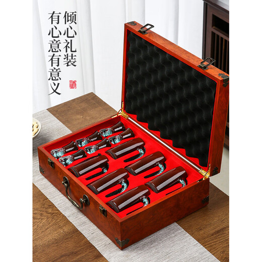 He Jiagong Lapunes purple sand white wine glass and jug set household spirit glass wine dispenser gift wine set gift box base turquoise purple sand set (1 pot 1 cup)