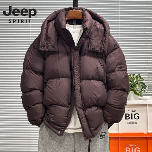 JEEP SPIRIT пуховик мужской с высоким наполнением, короткий зимний стиль, утолщенный, для экстремальных холодов, съемный капюшон, теплая хлебная куртка кремового цвета M 130Jin Jin весит с точностью до 0,5 кг.