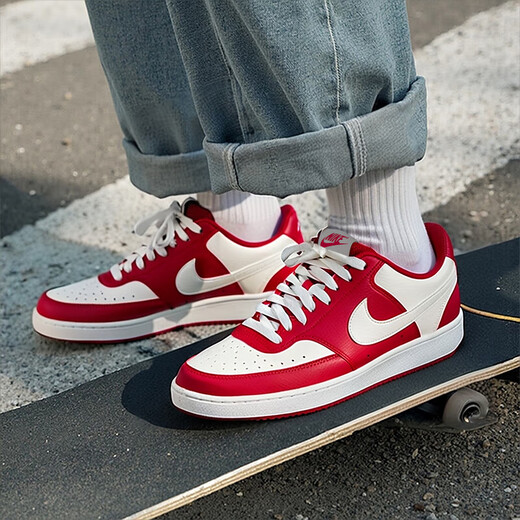 耐克（NIKE）男鞋板鞋 2026新款春季时尚运动鞋舒适耐磨低帮运动休闲鞋滑板鞋 COURT VISION/白红 【新年推荐】 44
