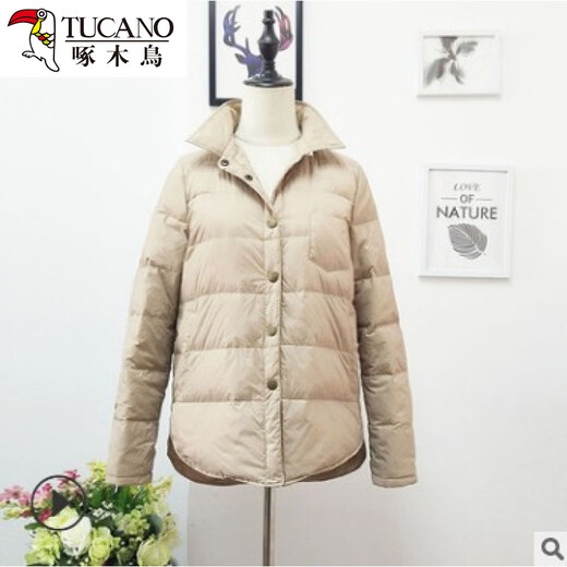 Woodpecker Winter Lightweight and Warm Jiaxing Pinghu Shirt-style Down Jacket Women's Underwear Shirt Collar Liner Bottoming Cotton Jacket Thin Gray M 110-125Jin Jin equals 0.5 kg