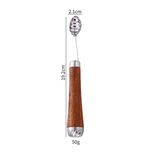 Miaopule 304 fruit scooper, solid wood handle carved knife, ice cream scooper, thickened stainless steel fruit plate gadget, small pulp spoon