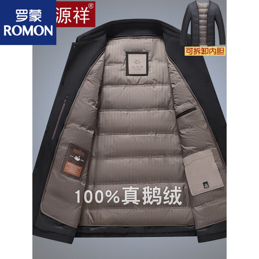 ROMON Goose Down Red Jacket Middle-aged and Young Thin Business Down Jacket Men's Middle-aged Winter Thickened Dad's Winter Clothes HYX98 Goose Button Style-Dark Blue M 170 Recommended 90-115 Jin Jin equals 0.5 kg