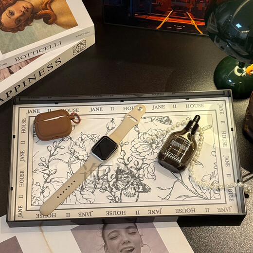 He Jiagong hotel sink countertop tray light luxury acrylic cup storage plus tray hotel bathroom toilet plus size black border retro 1 piece 40*23.5*3