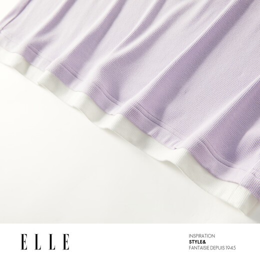 ELLE fake two-piece casual suit for women with built-in chest pad, comfortable and loose lavender home wear suit 2026 spring purple S