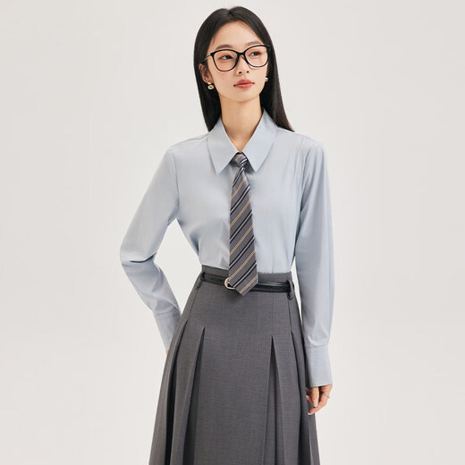 MOVK Blue Professional Shirt Women's 2025 Autumn New Versatile Commuting College Student Interview Formal Inner Shirt Blue S