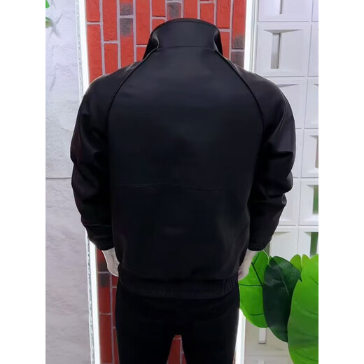 Playboy Men's Leather Jacket Autumn and Winter New Men's Leather Jacket Korean Style Slim Casual High-Level Tops Puffy and Trendy Black (No Velvet) Spring and Autumn Style S 90-115Jin Jin is equal to 0.5 kg