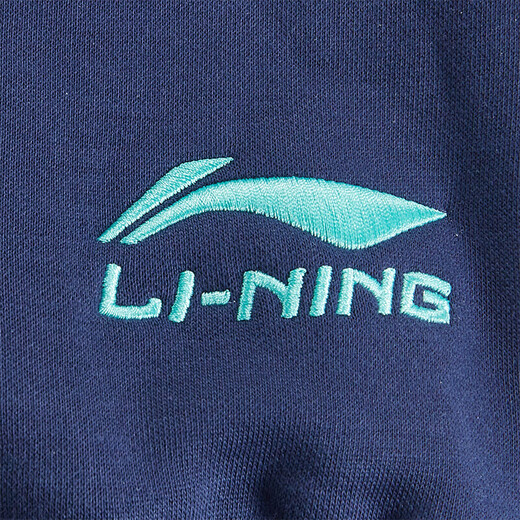 Li Ning (LI-NING) children's clothing children's sweatshirt boys autumn and winter new sweatshirt fashionable round neck plus velvet warm pullover casual sweatshirt deep navy blue 170