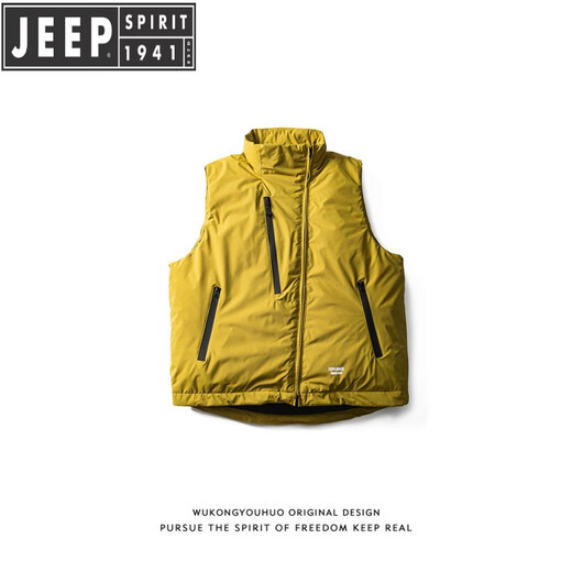 JEEP SPIRIT美国正品冬季复古山系户外羽绒马甲男潮牌保暖羽绒服外套P95 芥末绿 XL