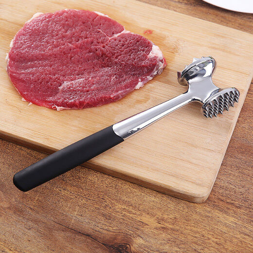 Pick-up cat double-sided meat hammer steak hammer tenderizer needle stainless steel zinc alloy pounding pork chop German meat hammer tool solid double-sided large and small teeth