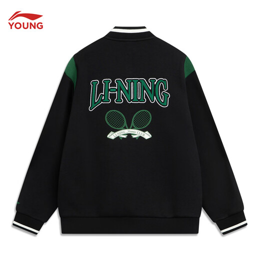 Li Ning Children's Clothing Children's Baseball Uniforms Boys' Tennis Series Soft Skin-Friendly Knitted Jackets YJDW013 Black-3 160