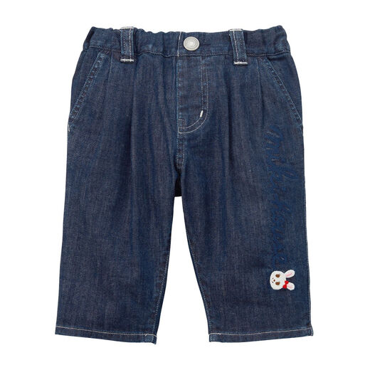 MIKIHOUSE children's pants Mickey House bunny & logo embroidered stretch pants children's clothing direct mail from Japan Indigo Blue (33) 130cm