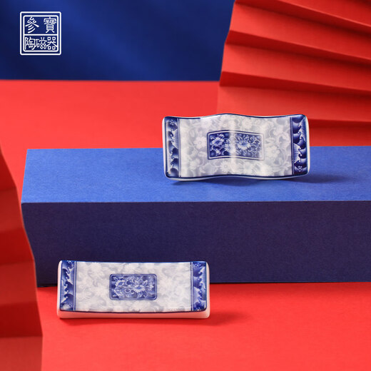 Aoyanlai underglaze Chinese blue and white porcelain household rice spoon ceramic small spoon small spoon chopstick holder large spoon small spoon_four pack