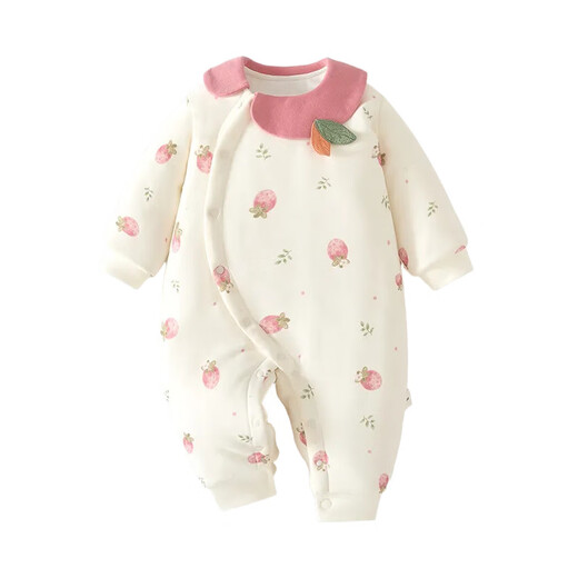 JOYNCLEON winter baby thickened jumpsuit baby quilted newborn warm cotton clothes infant rompers outing clothes LTY0500 pink (pinkberry childish heart 120g cotton one-piece) 66cm 3-6 months recommended weight 6.8-8.9kg