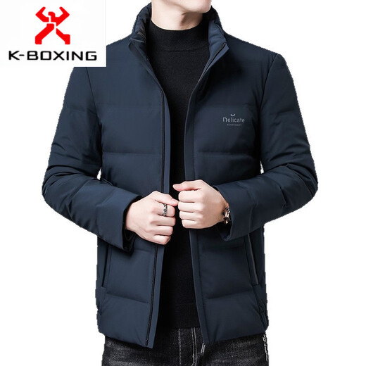 KBXNG Jinba 2025 white duck down jacket men's jacket middle-aged and elderly warm winter thickened casual stand-up collar short down 315 black M 170