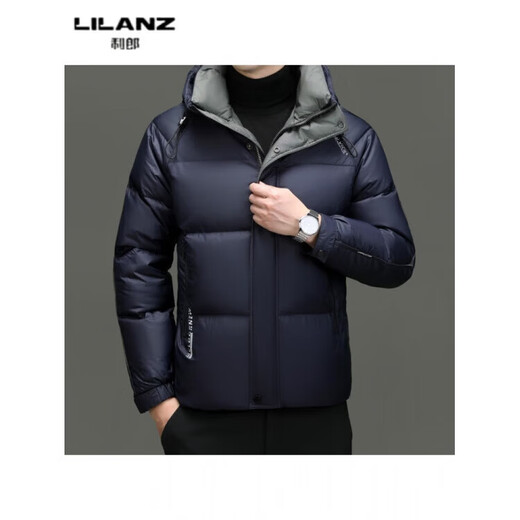 利郎（LILANZ）防风保暖男士羽绒服中青年时尚休闲短款鹅绒连帽加厚外套男面 黑色 14XL (190)