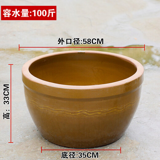 Kaooseen earthenware lard basin with lid, household kitchen oil basin, oil container, commercial seasoning tank, lard tank, old-fashioned meat oil tank, lotus tank filled with water 100Jin, Jin is equal to 0.5kg, Gongfa | Damage replacement
