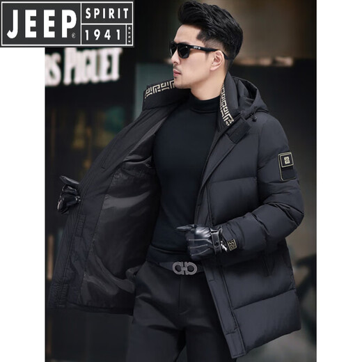 JEEP SPIRIT Jeep mid-length down jacket men's 2026 winter new business thickened winter wear warm middle-aged fashion jacket 9910 milky white 2XL 185