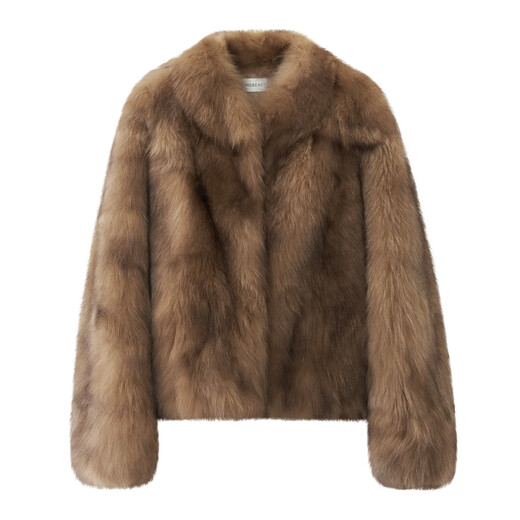 MSBEAST Miss Beast imported blue fox fur halo-dyed V-neck short fox fur coat for women | Frosty Moon Yingyue halo-dyed amber brown M