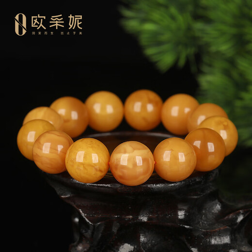 OUCERNY Beeswax Bracelet Collection Presbyopia Wax Natural Amber Chicken Oil Red Honey Buddha Beads Old Wax Bracelet Russian Material Orphan Natural Beeswax Orphan Flower Wax Ball Bead Bracelet
