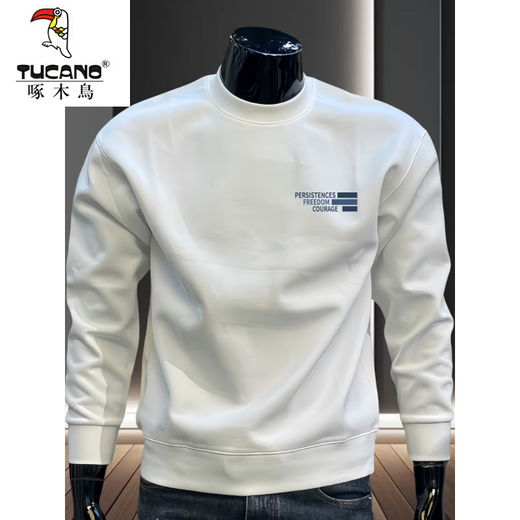 Woodpecker (TUCANO) fashion trend autumn men's round neck sweatshirt men's long-sleeved tops plus velvet thickening autumn and winter new loose and versatile black spring and autumn without velvet L (recommended 120-140Jin Jin equals 0.5 kg)
