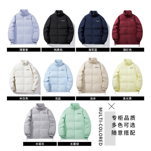 CHOCOOLATE it American retro stand collar casual down jacket for men in winter new trendy brand all-match warm and cold-proof bread coat Navy Blue S Recommended 80-100Jin Jin equals 0.5 kg