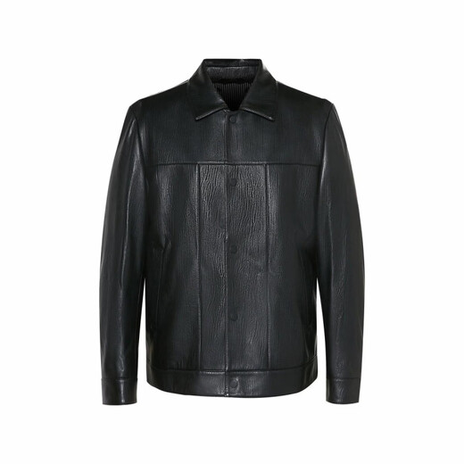 SATCHI lapel solid color single-breasted business casual commuting comfortable soft leather jacket men's black black one size 52