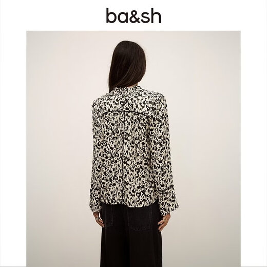 Ba&shbash2026 new early spring retro holiday style printed shirt temperament top women's long-sleeved shirt 1E26PIA ECRU L 2