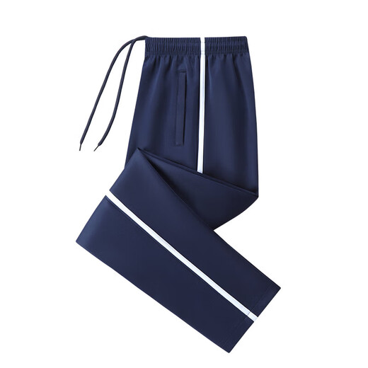 School uniform pants winter thickened with velvet, navy blue one bar, two bars, navy blue junior high school students, primary school students, navy one bar-velvet style 170 (XL) recommended height 165-170