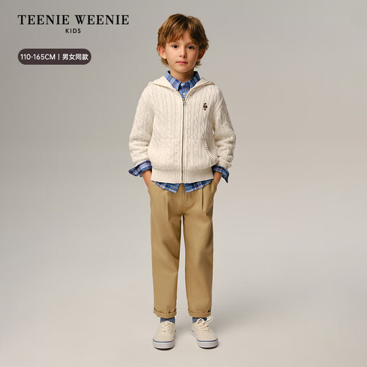 Teenie Weenie Kids 26-year-old new boys and girls college hooded zipper cardigan sweater pink 110 cm