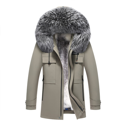 CHEVALPES international first-line brand 2025 new winter parka men's short mink liner with fur integrated mink fur black fox fur collar + mink liner L 175