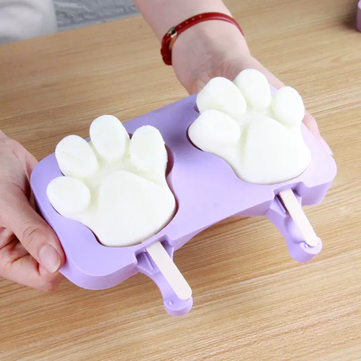 Yusenyi food-grade silicone ice cream mold for household children to make ice cream popsicles popsicle grinder homemade diy ice cream 3 rabbits (free 50 wooden sticks)