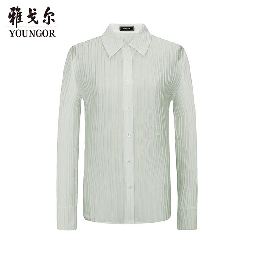 YOUNGOR (YOUNGOR) shirt women's 2026 spring and summer young women's long-sleeved shirt silk plain shirt store same style light green YLFC131003SQF 36 (160/84A)