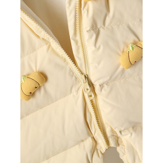 Disney baby one-piece down jacket with hood, warm and windproof jacket, super cute and cute baby winter clothing, thickened outing clothes, yellow down jacket, 66cm, 0-3 months, 8-12Jin Jin equals 0.5 kg