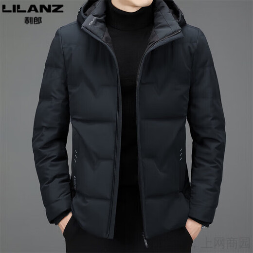 利郎（LILANZ）男装连帽服冬季加厚保暖中青年男士休闲短款防寒羽绒服外套 W2186黑色 M 170