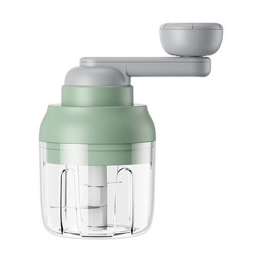Shijanu garlic grinder manual garlic artifact pounding garlic, cutting, mincing garlic, crushing household electric mini garlic machine G5 2023 new model - hand-cranked garlic meat grinder (green - small cup_two-leaf knife)