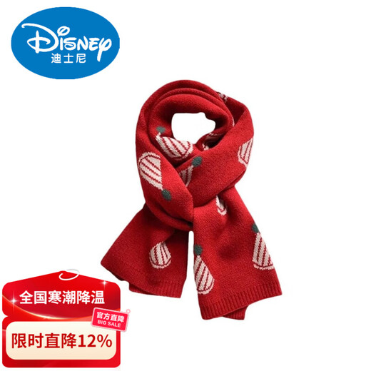Disney children's Christmas red scarf for boys and girls in autumn and winter and new year thickened warm knitted wool baby scarf red snowman* (19*120 one size fits all