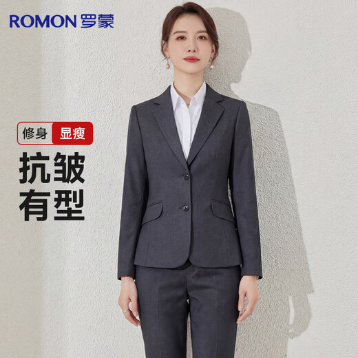 Luo Meng Suit Women's Professional Dress Single Suit Business Interview Work Commuting Suit Jacket Gray
