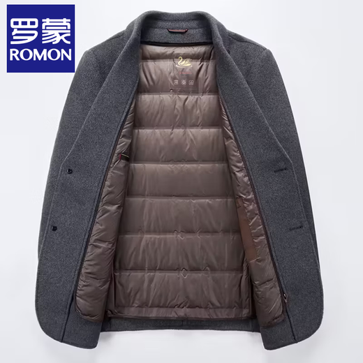 Romon winter wool suit men's short double-sided woolen coat down liner thickened woolen coat woolen suit