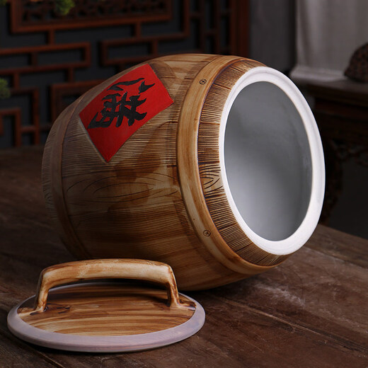 GUIG Jingdezhen ceramic rice jar for household use with lid 10 Jin Jin equals 0.5 kg 20 Jin Jin equals 0.5 kg 50 Jin Jin equals 0.5 kg Packed in a sealed bucket moisture-proof and insect-proof rice storage box rice 30/Jin Jin equals 0.5 kg Packed with yellow full belly/rice jar