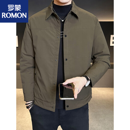 罗蒙（ROMON）轻薄羽绒服男冬季2025新款高端加厚行政夹克男装休闲外套 黑色 M 90-110斤
