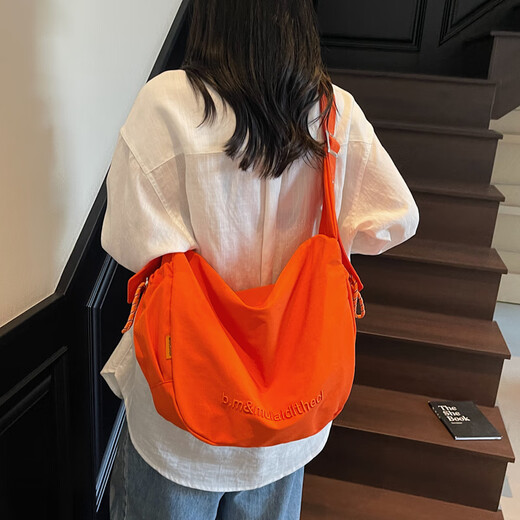 OTHER/Other Korean large-capacity women's canvas bag 2025 new work clothes messenger bag sports travel bicycle dumpling bag black small size