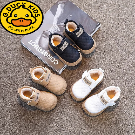 G.duck children's cotton shoes 2025 new winter boys' shoes plus velvet for baby girls and young children warm soft-soled snow boots khaki M6 25 inner length 15.5cm suitable for feet 14.5cm long
