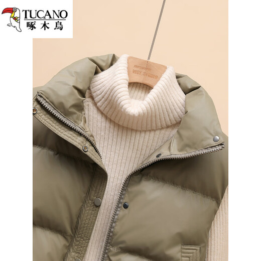 Woodpecker (TUCANO) no-wash white duck down vest women's short 2026 autumn and winter Korean version stand-up collar small vest vest jacket off-white one size