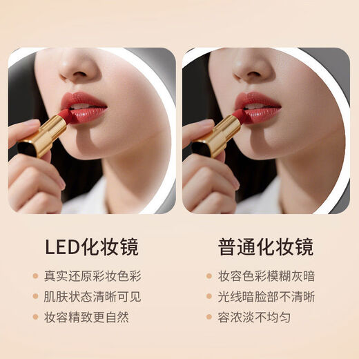 2025 New Makeup Mirror with Light Mirror Desktop LED Beauty Mirror Fill Light HD Desktop Makeup Mirror Gift Dyson Gray Gift Box