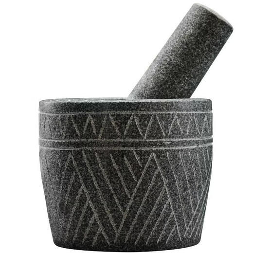 Garlic mortar old-fashioned bluestone hand-carved garlic mortar garlic pounder garlic masher household grinding bowl stone mortar bluestone hand-carved cylinder-shaped stone mortar large 15 cm
