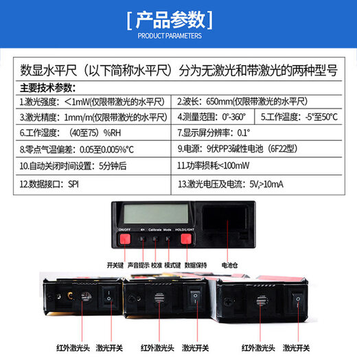 XIANGRUIDE. Instrument (XIANGRUIDE.2012) XIANGRUIDE level high-precision electronic digital display ruler 1 meter small angle level measuring instrument measuring ruler 100 cm