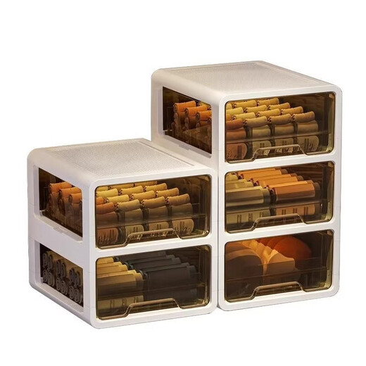 RSRDDY German quality drawer-type underwear storage box home wardrobe partition for underwear and socks artifact organizing box brown independent layered underwear and socks storage box
