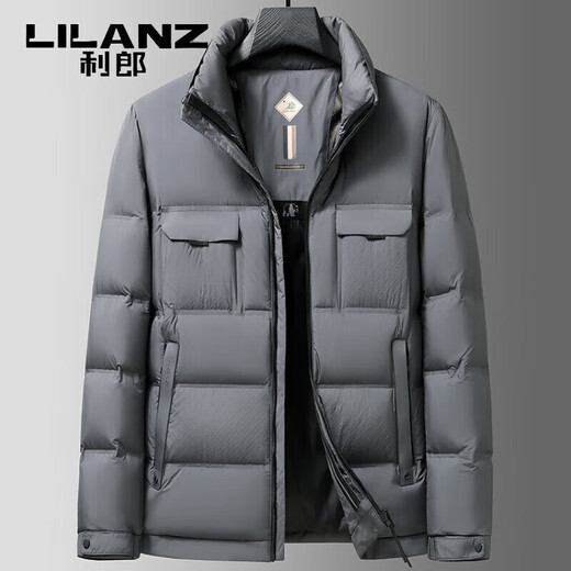 利郎（LILANZ）男士羽绒服外套2025冬季新款商务休闲保暖加厚冬装立领上衣潮 黑色 M