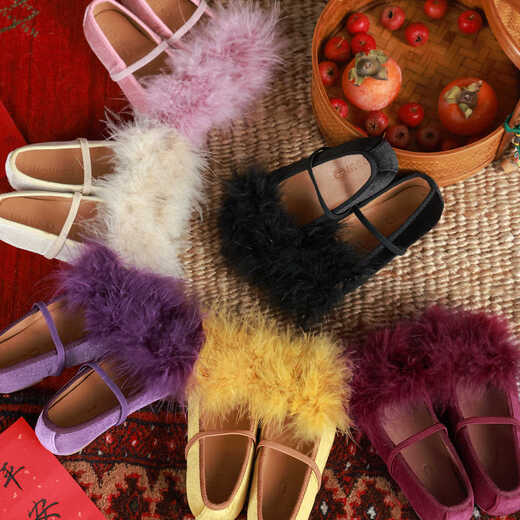 UTOUTO Big Ear Elephant Girls' Furry Velvet Shoes 2025 Winter New Style Baoer Girls Fashion Shoes 2502029 Pink 23 Inner Length 15.5cm